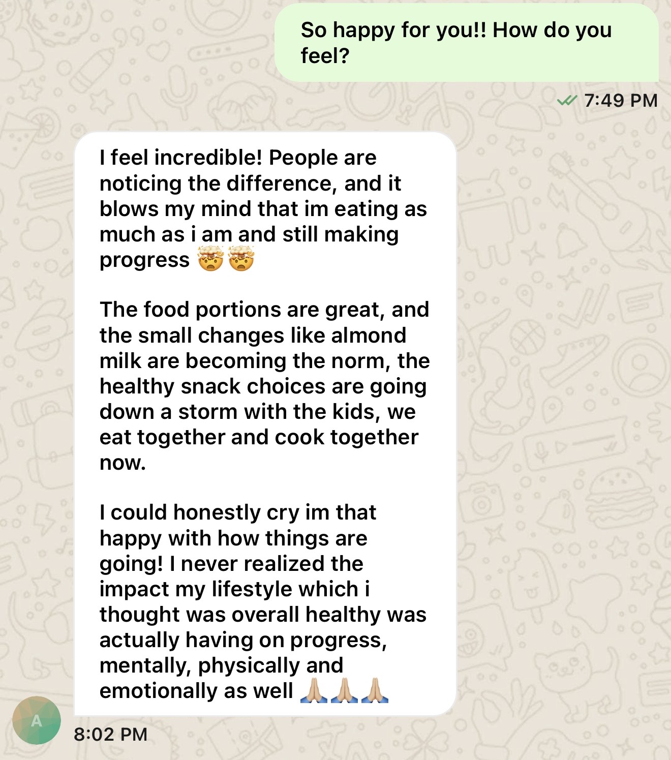Client message from Amanda
