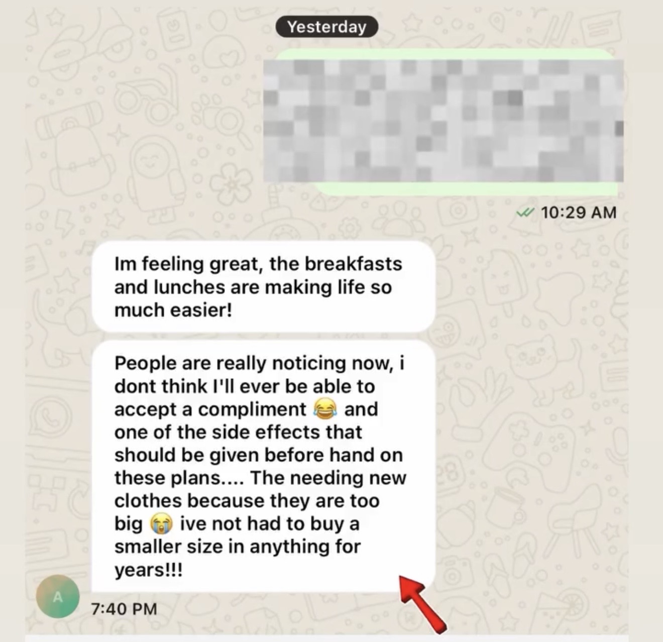 Client message from Amy