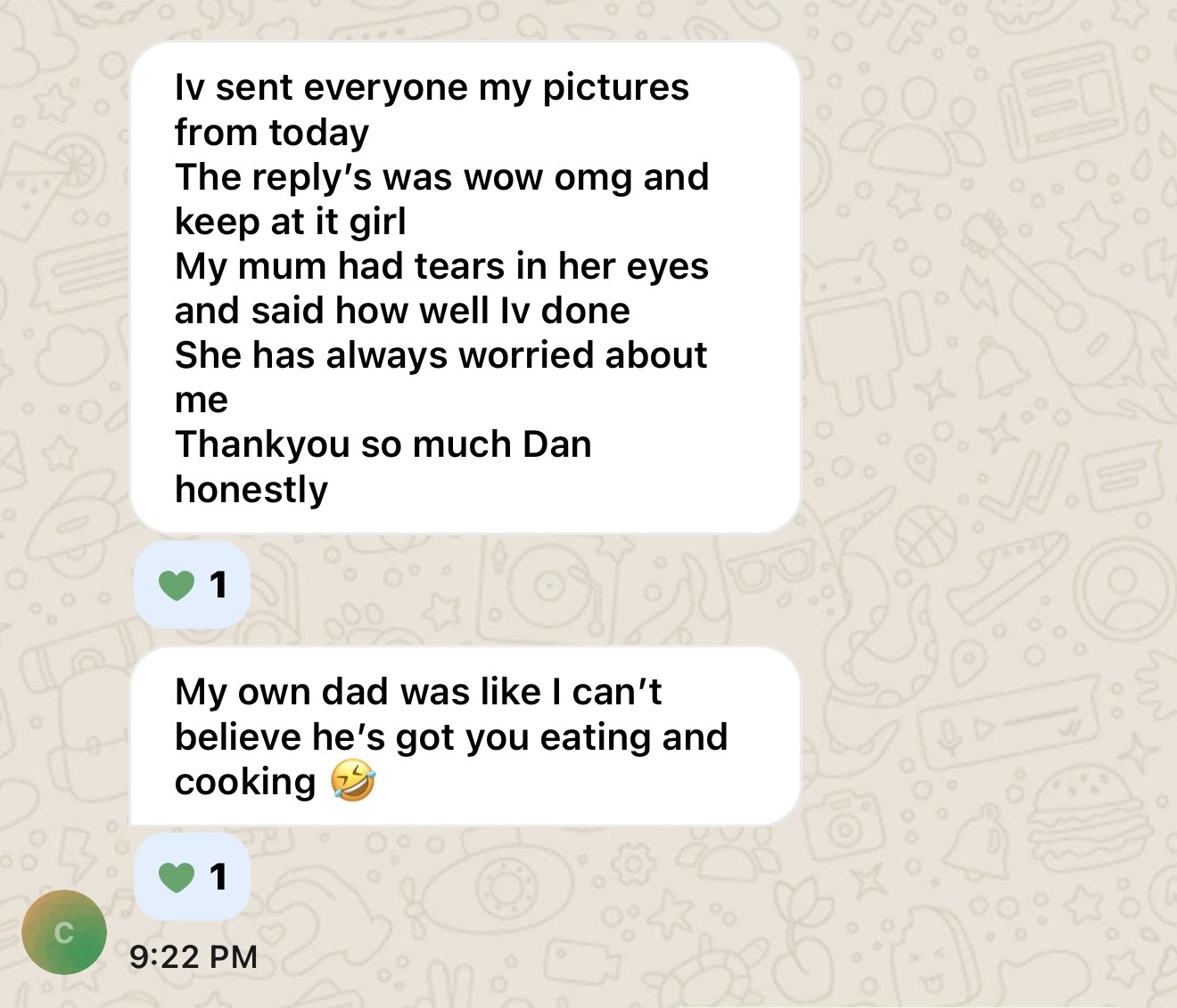 Client message from Chelsea